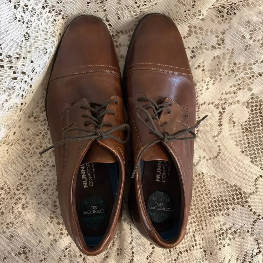 Nunn Bush Men's US 12 M Brown Leather Comfort Gel Oxford Shoes